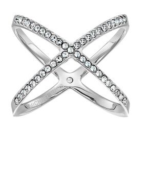 MICHAEL KORS Silver Pave X Ring Size L